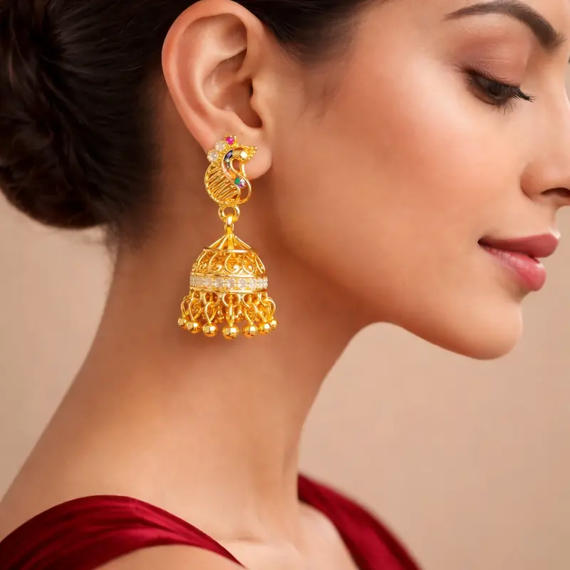 Peacock Feather Statement Earrings – Artistic Nature-Inspired Jewelry 1