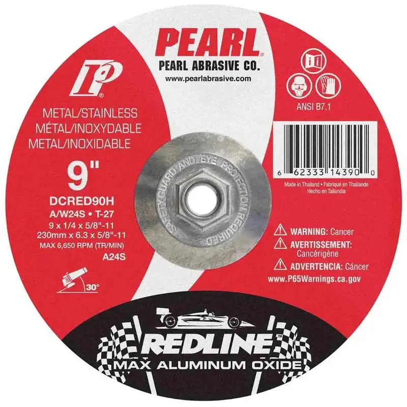 Pearl Redline Max Aluminum Oxide Depressed Center Wheel — 9" X 1/4" X 7/8" 1