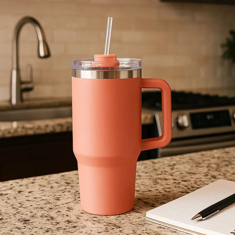 Personalized Peach Insulated Travel Tumbler – 1200 Ml Vacuum-Sealed Mug (1 Unit) 1