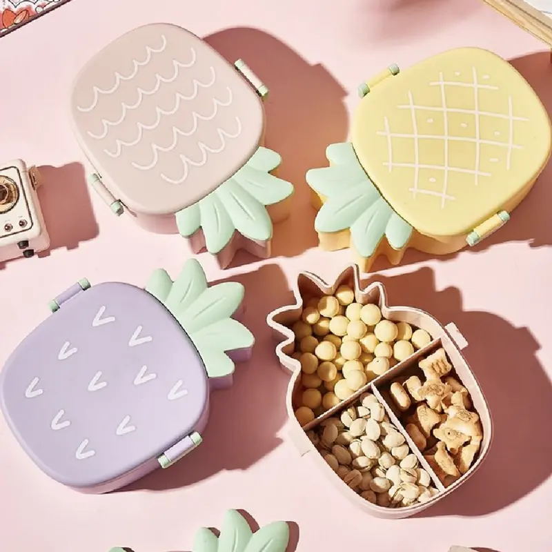 Pineapple-Shaped Kids’ Bento Lunch Box With Utensils – Portable & Fun 1