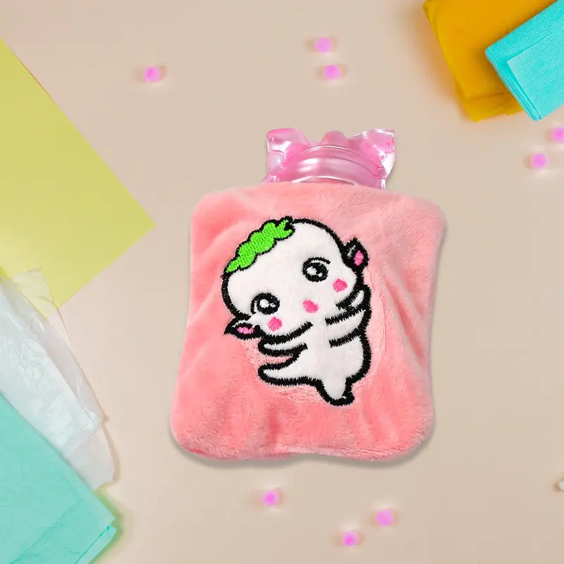 Pink Cartoon Hot Water Bottle With Removable Cover – Soothing Heat Therapy Pack 1