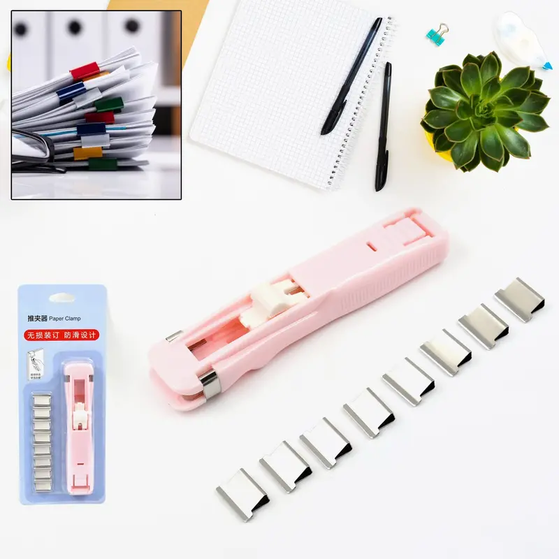 Portable Paper Clip Dispenser With 8 Clips – Handheld Fastening Set 1