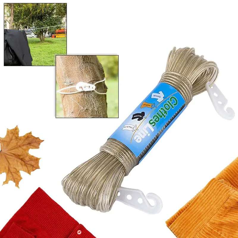 Portable Travel Clothesline – Adjustable Line With Plastic Hooks (10M, 1Pc) 1