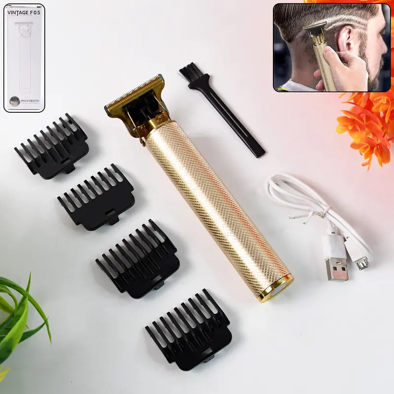 Precision Men’S Hair And Beard Trimmer Kit With Four Adjustable Combs And Cleaning Brush 1