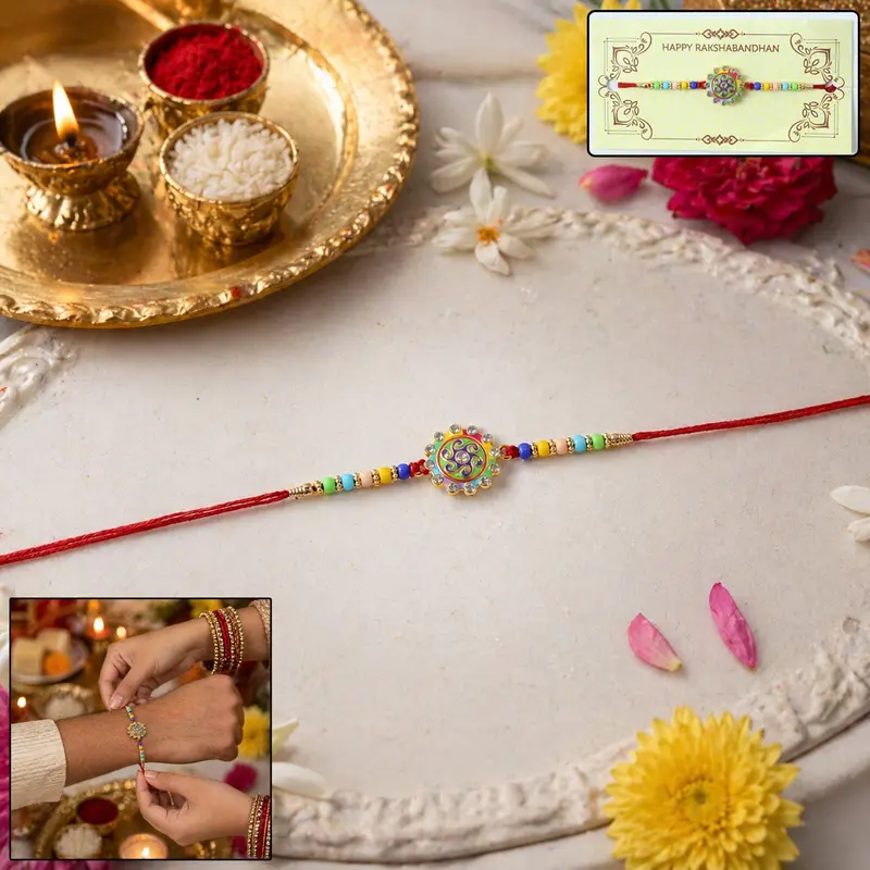 Premium Beaded & Stone-Embellished Designer Rakhi – Festive Elegance 1