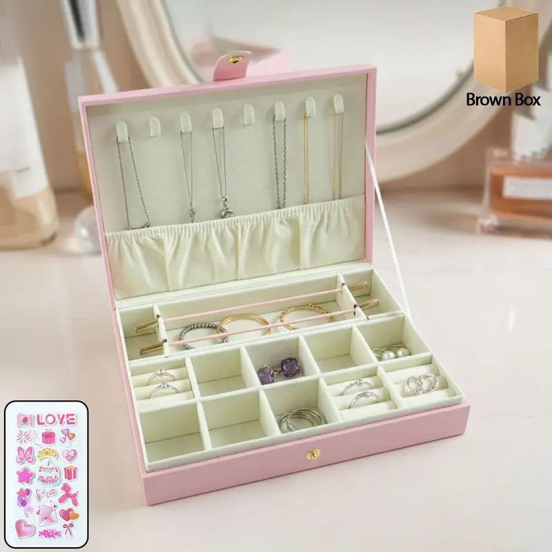 Premium Jewelry Storage Box With Compartments For Rings, Earrings, And Necklaces (1 Piece) 1