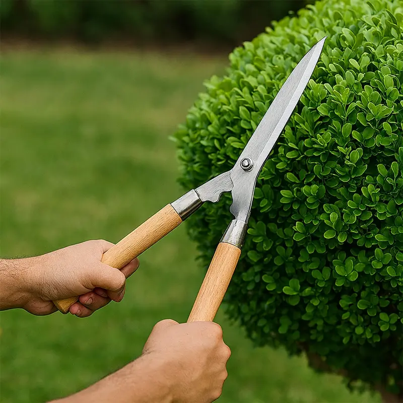 Premium Wooden-Handle Hedge Shears – Sharp Bush Trimming & Shaping Tool 1