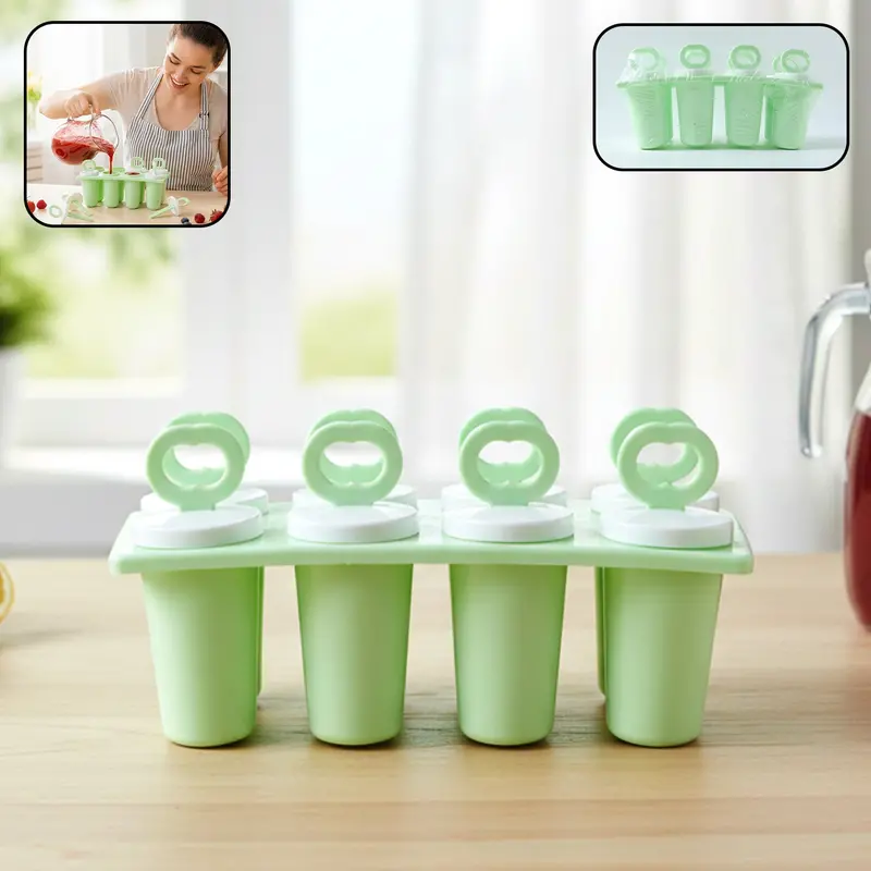 Prexo 8-Cavity Silicone Ice Pop Mold Set For Homemade Treats 1