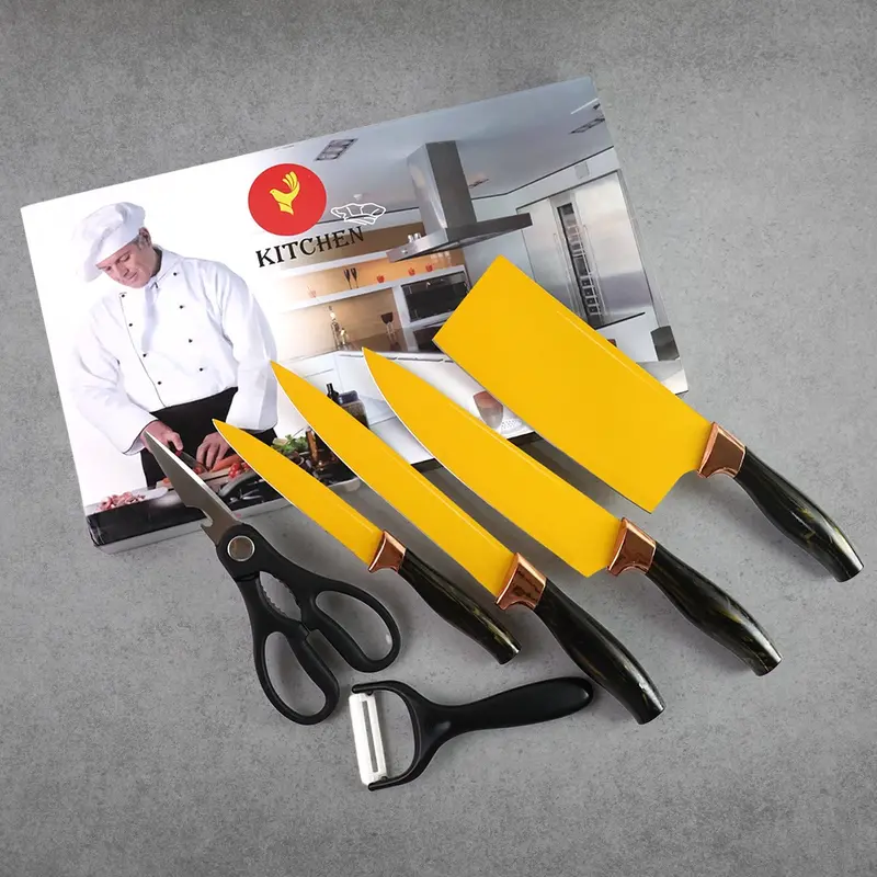Professional 6-Piece Kitchen Knife Set – Chef, Cleaver, Peeler & Scissors 1