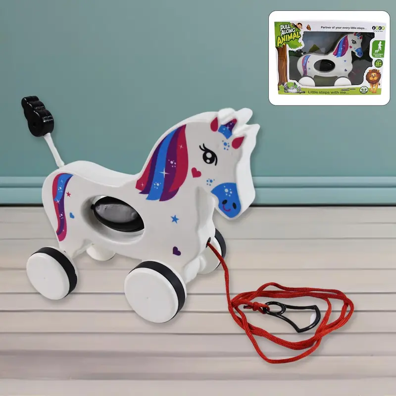 Pull-String Unicorn Toy For Babies – Soft, Wheeled Developmental Toddler Toy 1