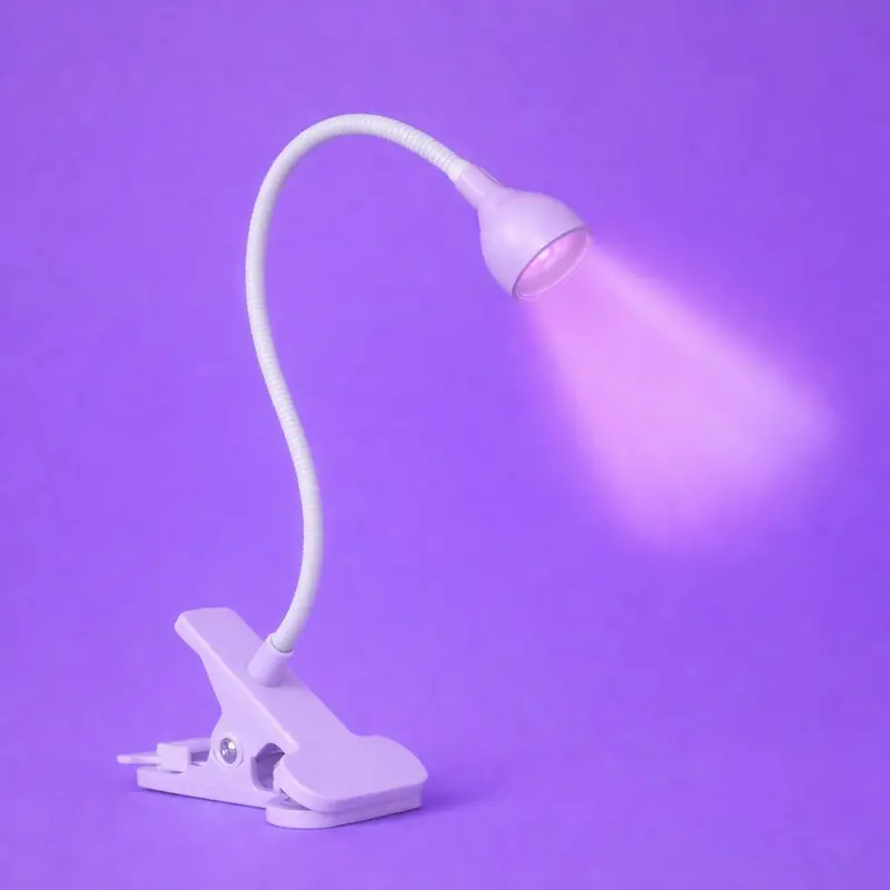 Purple Uv Led Desk Clip Lamp – Flexible Neck Light For Precision Tasks 1