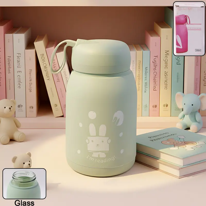 Rabbit-Print Insulated Portable Water Bottle – 330Ml Leak-Proof Travel Tumbler 1