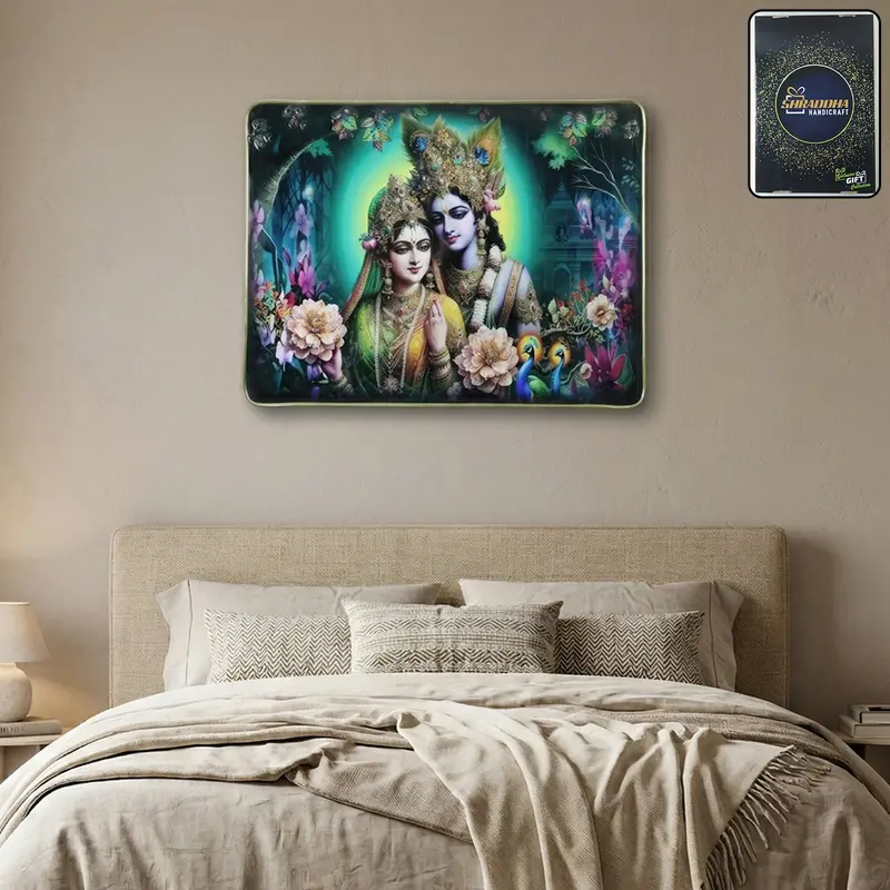 Radha Krishna Wall Art Frame – Elegant 45×30 Cm Devotional Decor Piece 1