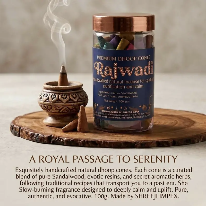 Rajwadi Premium Dhoop Cones – 100G Slow-Burning Incense For Authentic Spiritual Practice 1