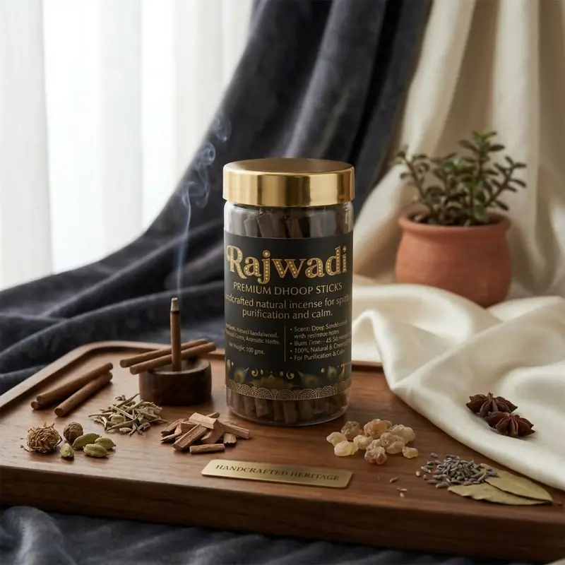 Rajwadi Premium Dhoop Sticks – Uplifting Natural Incense For Positivity And Focus (100G) 1