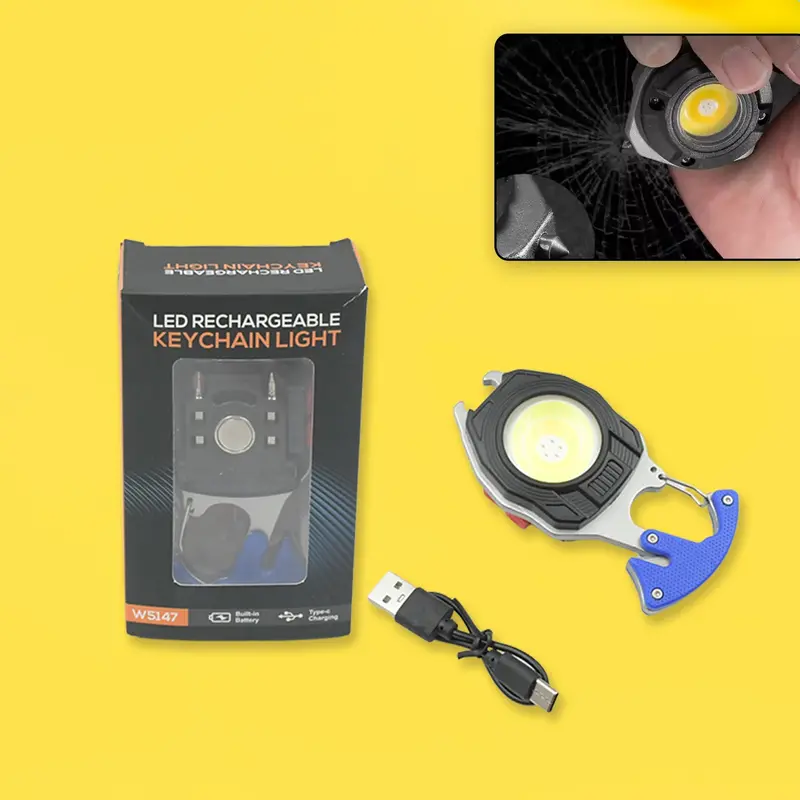 Rechargeable Led Keychain Flashlight – 6-Mode Pocket Light With Built-In Battery 1