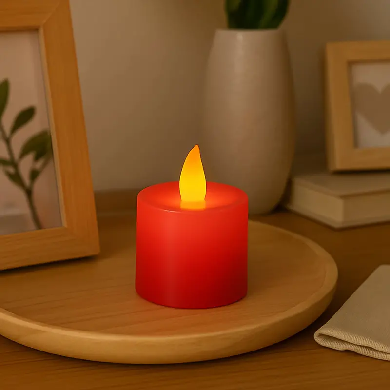 Red Led Tea Light Diya For Diwali And Festive Ambience 1