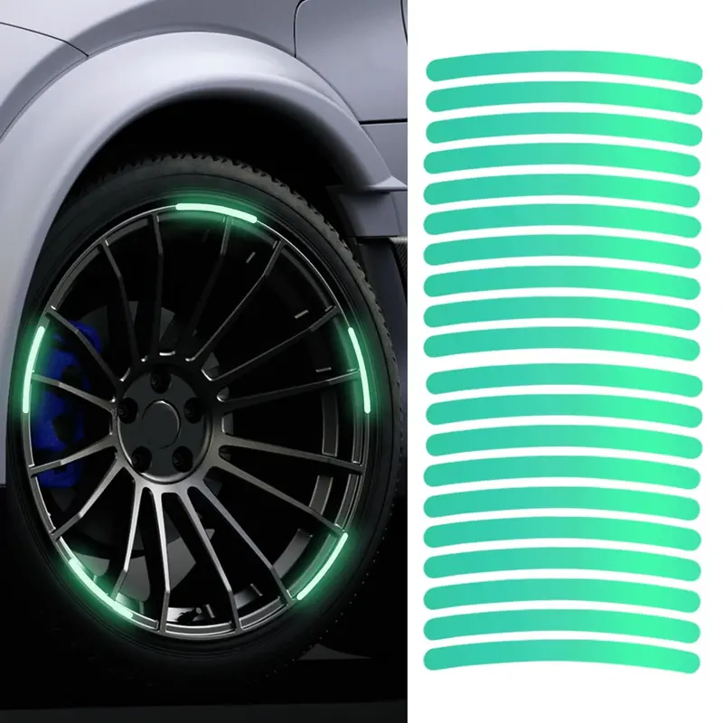 Reflective Hubcap Stickers – 20-Piece Glow-In-The-Dark Night Safety Decals 1