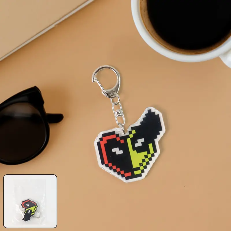 Retro Pixel-Style Acrylic Keychain – Quirky Cartoon Character Design (1 Piece) 1