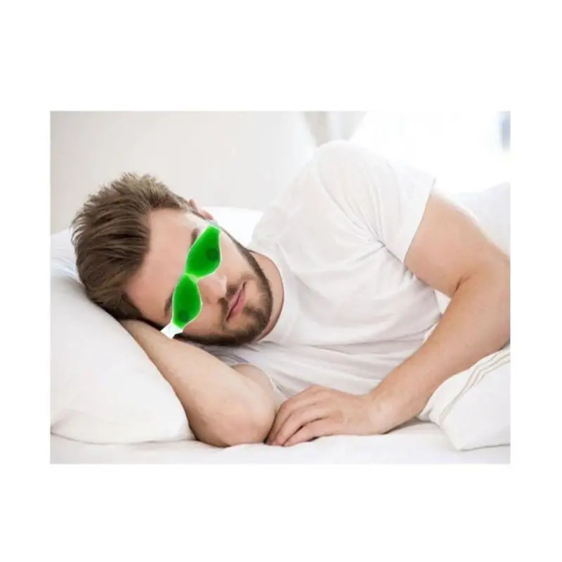 Reusable Cold Eye Mask – Green Gel Pad With Adjustable Adhesive Straps 1