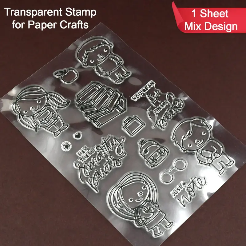 Reusable Transparent Rubber Craft Stamp Sheet (Assorted Designs) 1