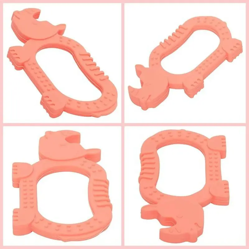 Rhino-Shaped Silicone Teether – Gentle Gum Massage For Babies 1