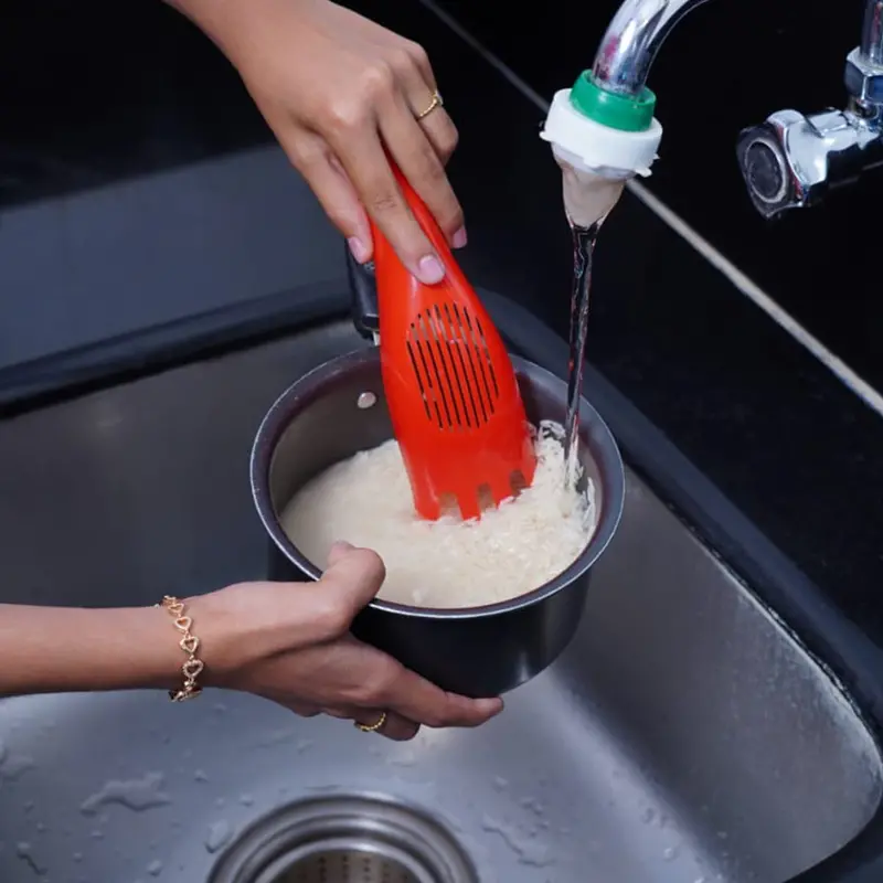 Rice Washing Strainer Spoon – Ergonomic Sieve With Drain Spout 1