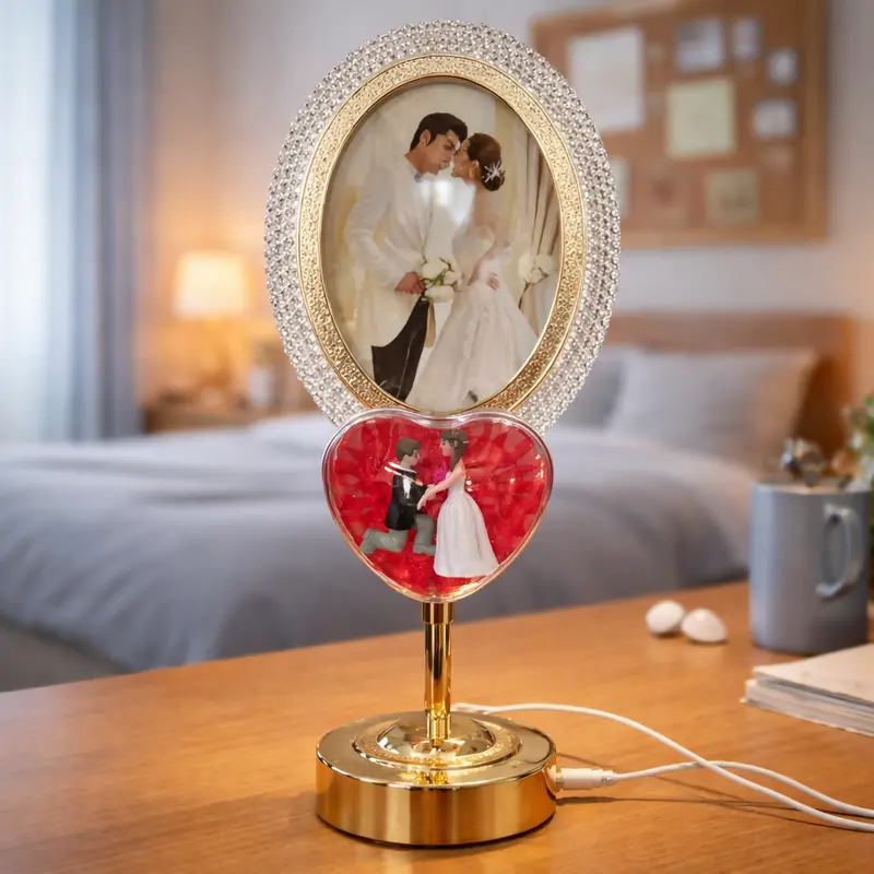 Romantic Led Couple Photo Frame Lamp – Adjustable 3-Mode Illuminated Display 1