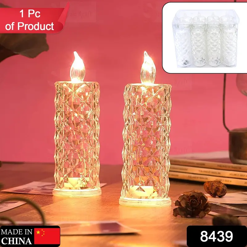 Rose-Shaped Transparent Led Tea Lights – Smokeless, Flameless Acrylic Candles For Gifting & Festive Decor (12-Pc Moq) 1