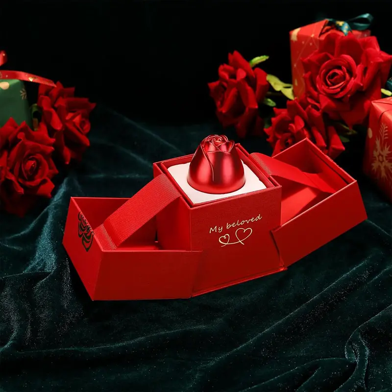 Rose-Themed Jewelry Ring Box – Elegant Christmas Gift Container For Women 1