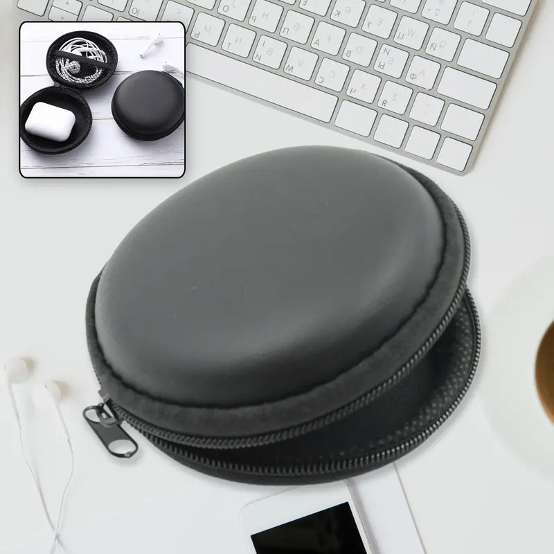 Round Earbud Carrying Pouch – Compact Multi-Use Protective Case For Headphones 1