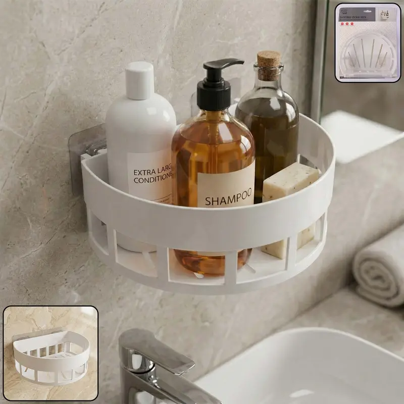 Self-Adhesive Corner Shelf For Bathrooms – Quick-Drain Design (1 Unit) 1