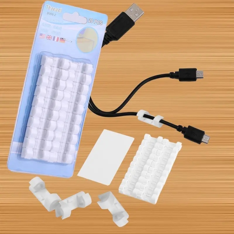 Self-Adhesive Round Cable Clips – Pack Of 20 Flexible Wire Management Holders For Desks & Walls 1