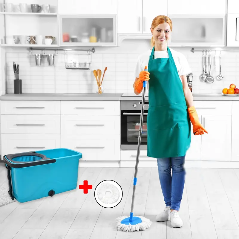 Self-Wringing Spin Mop System With Integrated Bucket 1