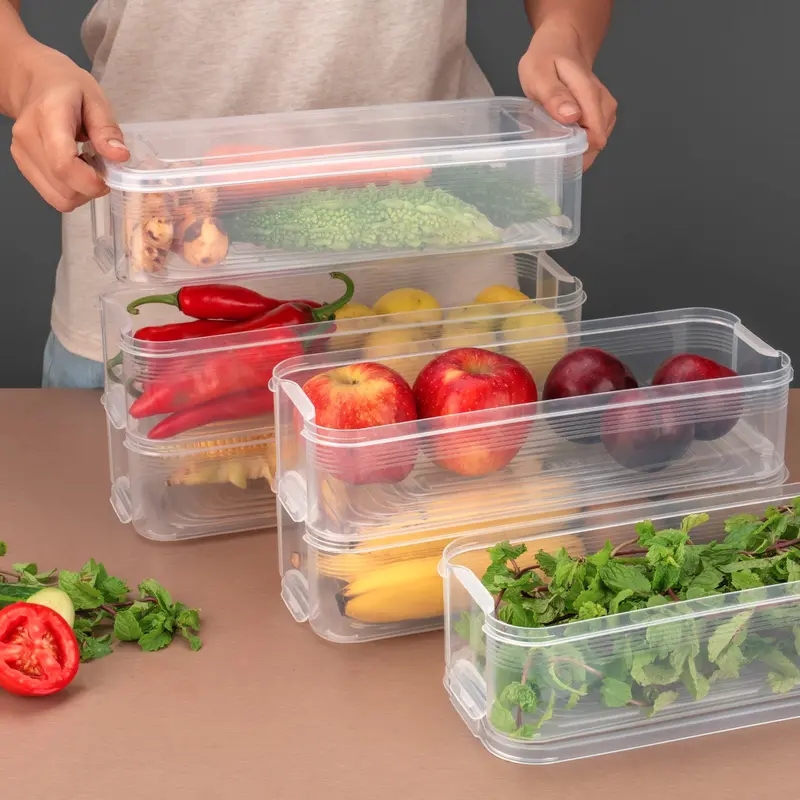Set Of 3 Stackable Refrigerator Storage Containers – Bpa-Free Plastic Food Organizers With Airtight Lids (1500 Ml Total Capacity) 1