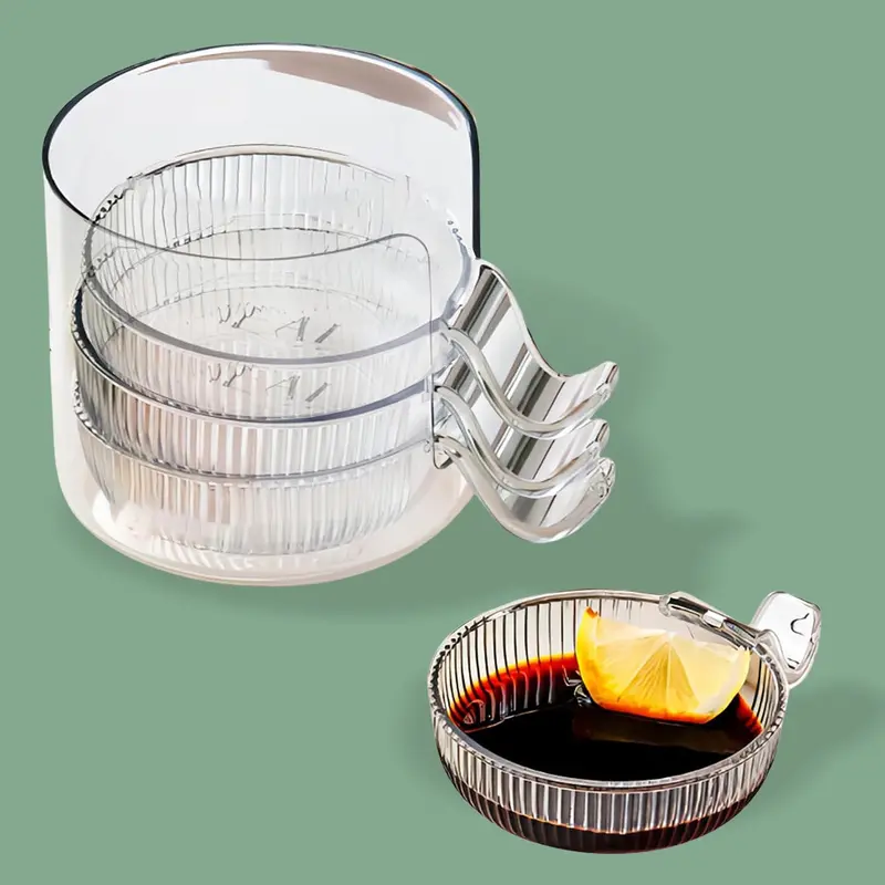 Set Of 4 Plastic Dipping Bowls With Ergonomic Handles – Sauce & Condiment Containers With Storage Case 1