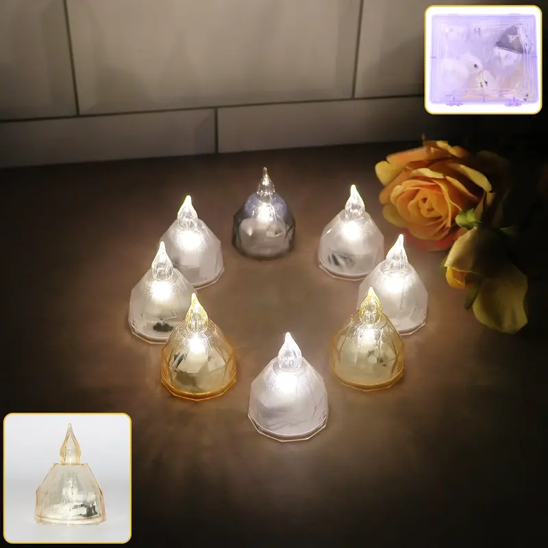 Set Of 8 Led Flameless Decorative Diyas – Battery-Powered 1