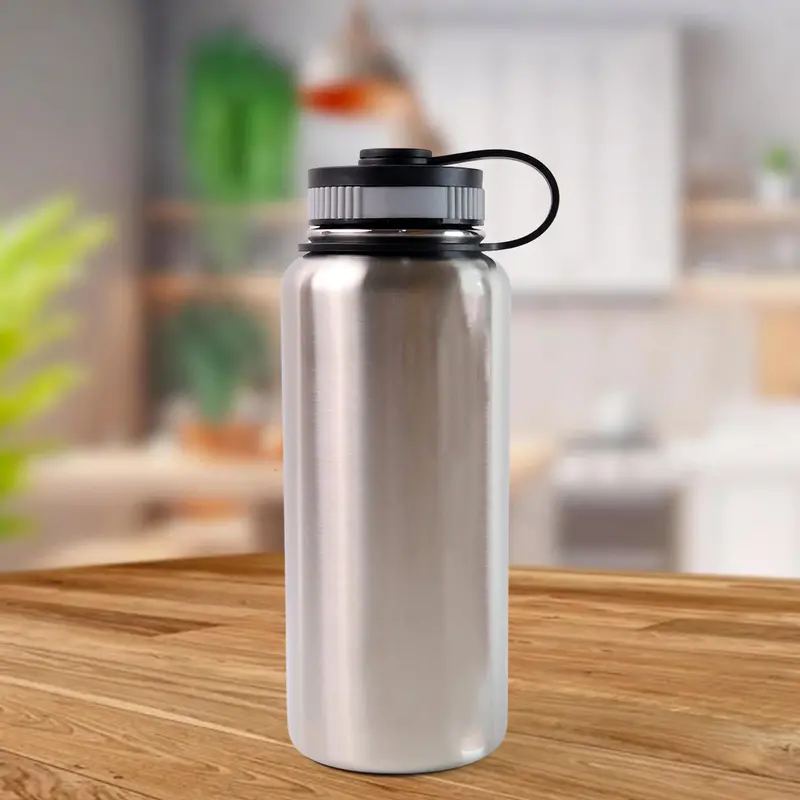 Silver 1000 Ml Double-Wall Vacuum-Insulated Water Bottle – Sleek Stainless Finish 1