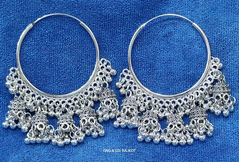 Silver-Plated Bali-Style Jhumka Earrings – Hand-Finished 1