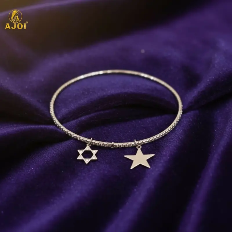 Silver Star And Hexagon Charm Bracelet With Minimalist Appeal 1