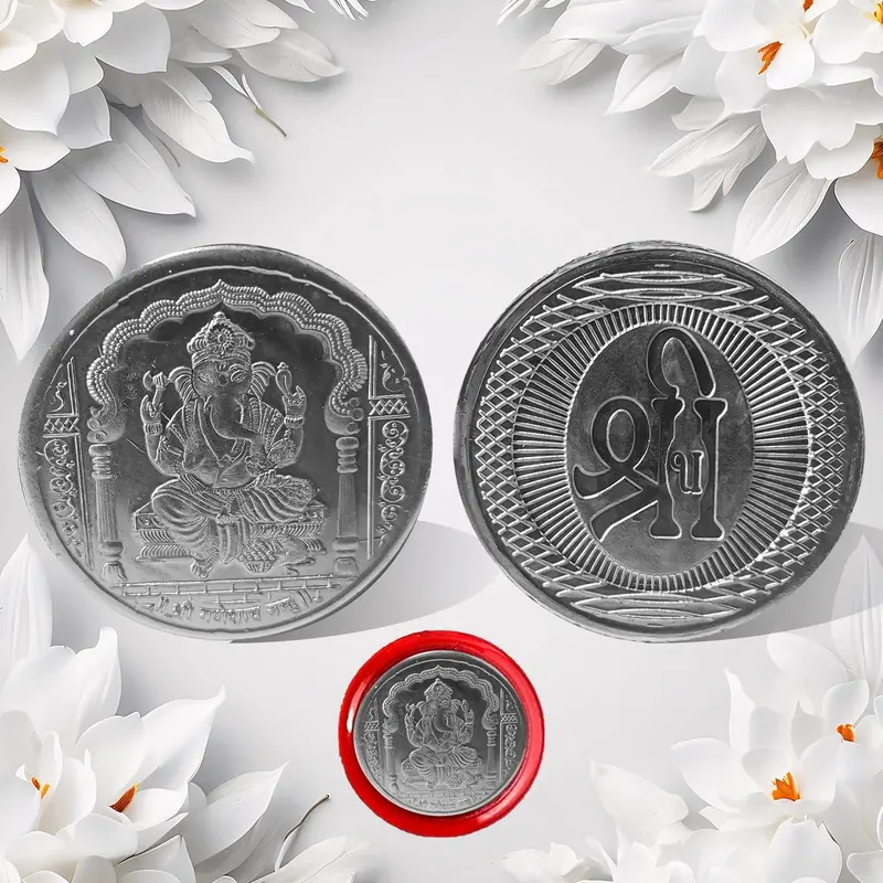 Silver-Tone Ganesh Ji Commemorative Coin – Auspicious Gift Item 1