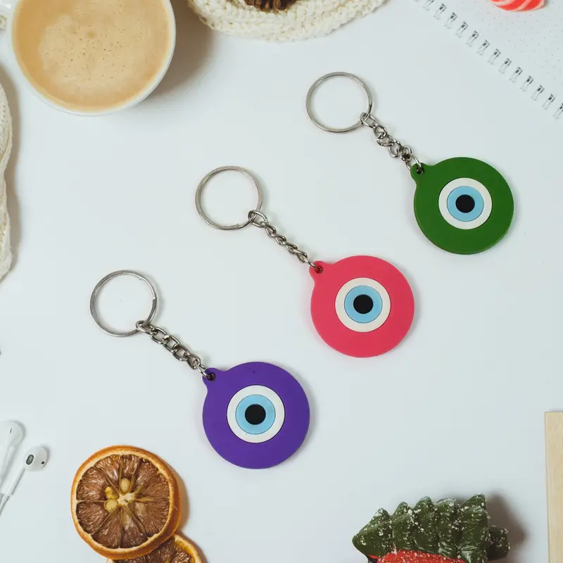 Single Evil Eye Silicone Keyring – Stylish Protective Accessory 1