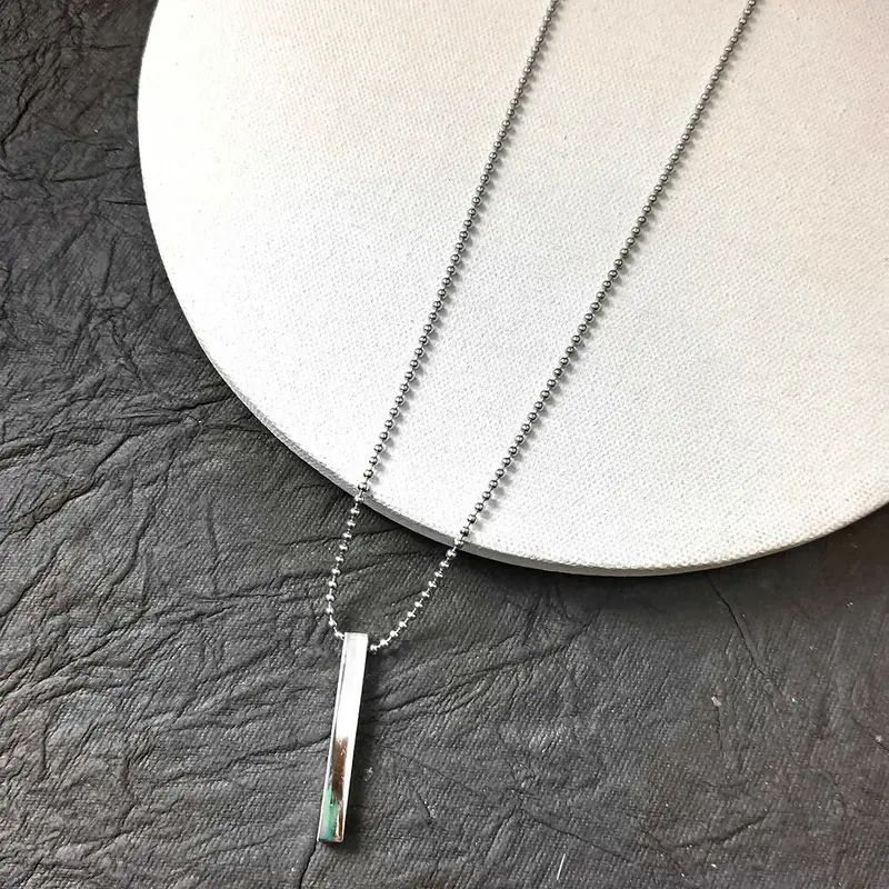 Sleek Bar Pendant Necklace – Minimalist Silver-Plated Chain For Men 1