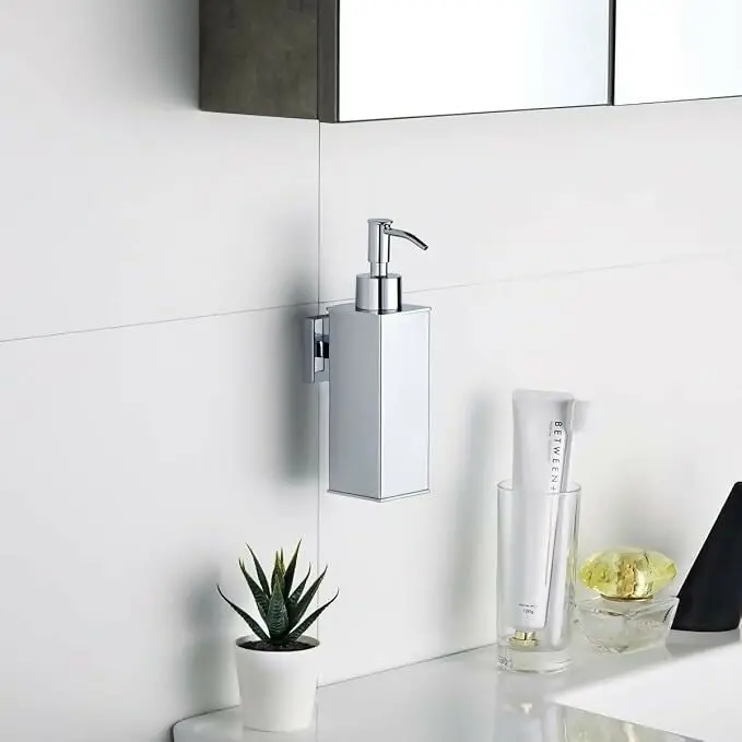 Sleek Square Stainless Steel Wall-Mounted Soap Dispenser For Bath & Kitchen 1