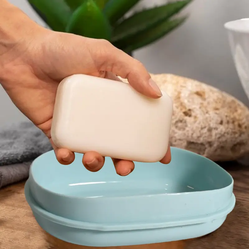 Slim Plastic Soap Storage Box With Lid – Compact Bathroom Organizer 1