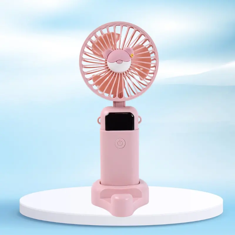 Smart Usb Mini Fan – 5-Speed Desktop Fan With Battery % Display & Phone Stand 1
