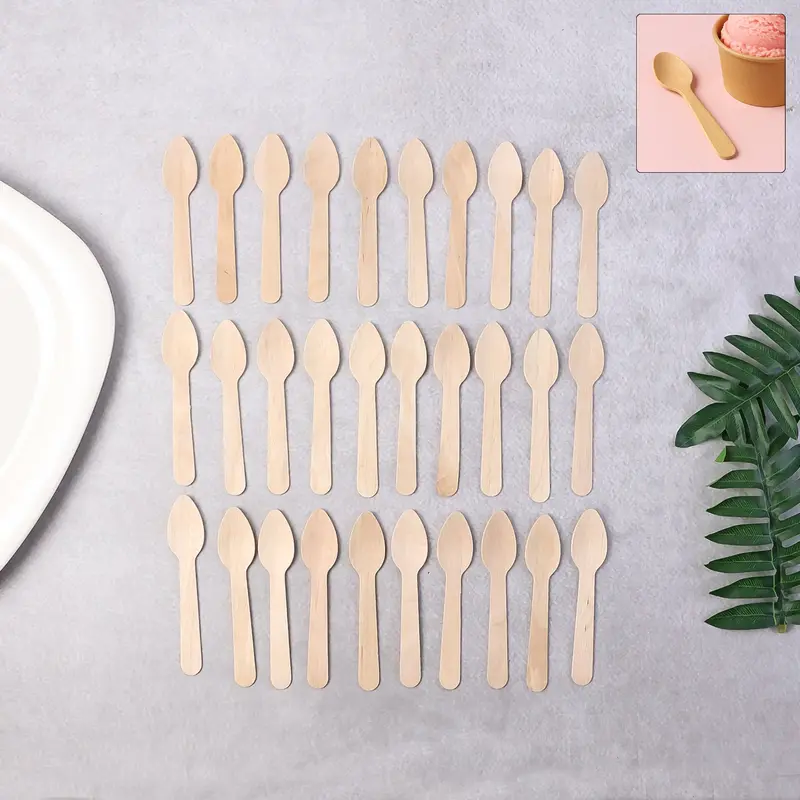 Smooth Birch Wood Tea Spoons – 110 Mm Length (30-Pack) 1
