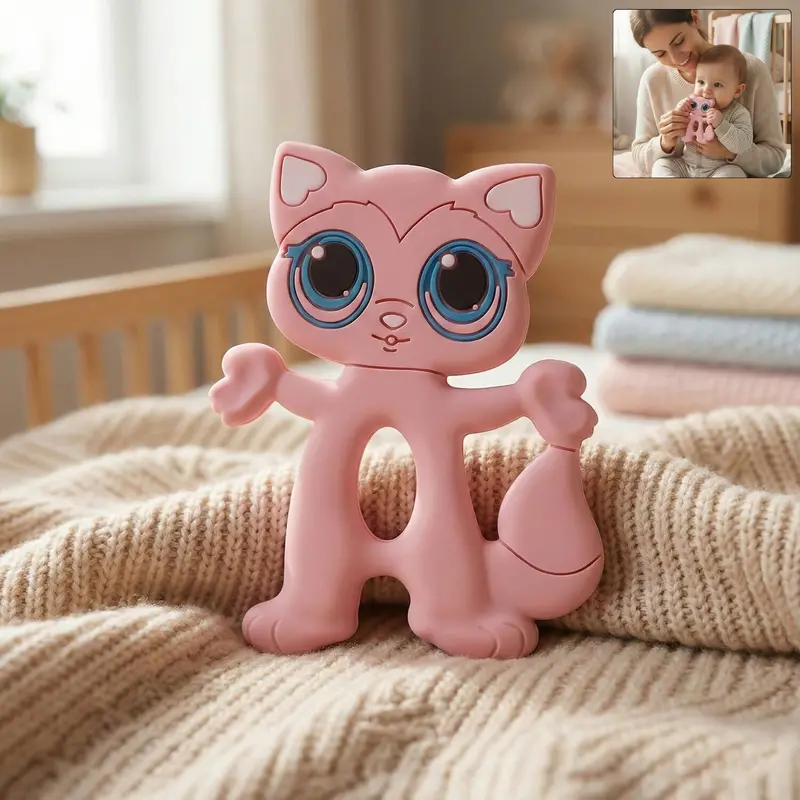 Soft Chewable Cat Baby Teether – Gentle Gum-Soothing Infant Toy 1