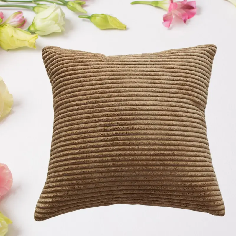Soft Corduroy Square Throw Pillow Cover – 16×16 Inch Decorative Cushion Case For Living Room Or Bedroom 1