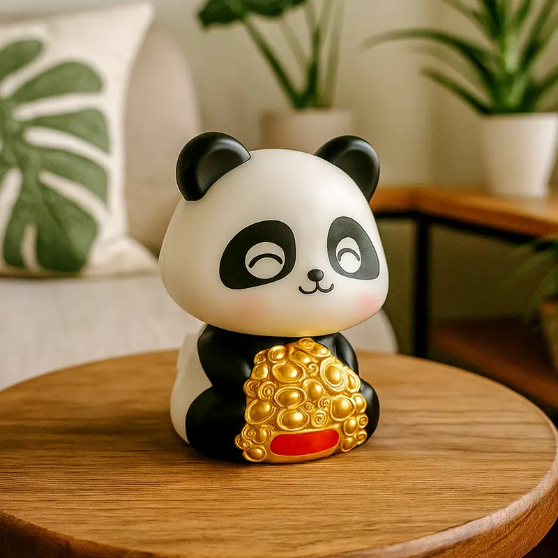 Solar-Powered Animated Panda Dashboard Ornament – Compact Car Decor 1